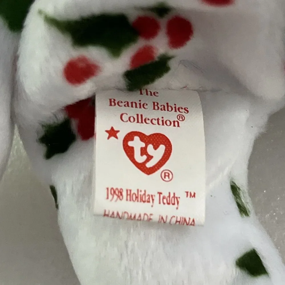 Ty Beanie Babies 1998 Holiday Teddy, 2001 Jinglepup, 2005 Jingles, Christmas Set